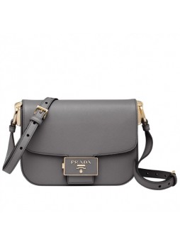 P.rada Embleme Bag In Grey Saffiano Leather High